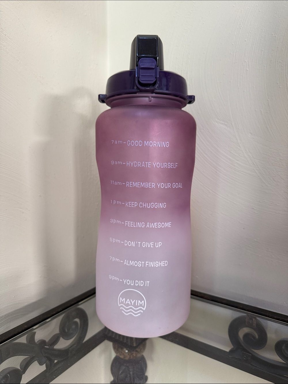 MAYIM Ombre Motivational Water Bottle - Purple to Light Purple